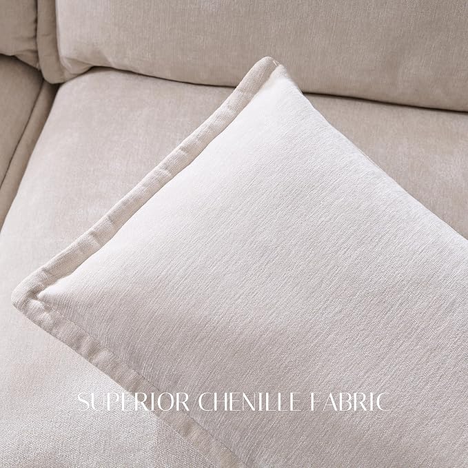 85.83" Sectional Couches for Living Room, Cloud Couch Sectional with Large Storage Ottoman, U-Shape Modular Sectional Sofa with 5 Seater Chenille Sofa and Pillow for Apartment, Bedroom, Beige