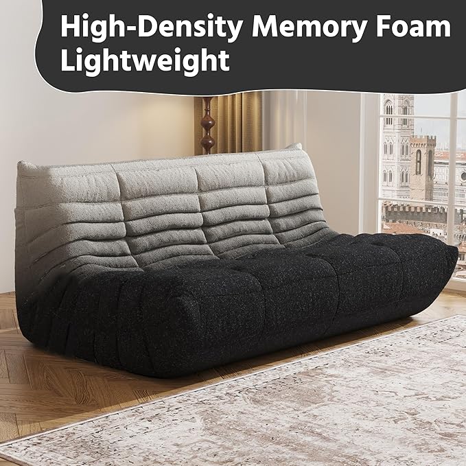 Bean Bag Chair, Fireside Chair, Large Bean Bag Chair for Adults, Bean Bag Chairs for Teens with High-Resilience Foam, Non-Slip Base Floor Lounge Sofa,Living Room (Gradient White-Black, 3-Seater)