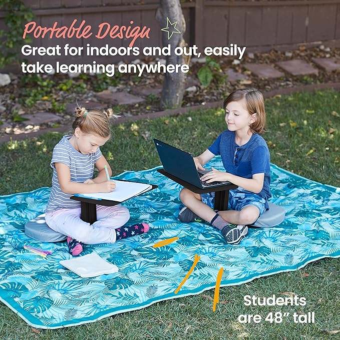 ECR4Kids The Surf Portable Lap Desk with Cushion, Flexible Seating, Black, 10-Piece