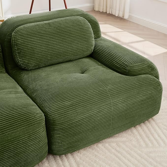 SoarFlash 81" Loveseat Sofa, Comfy Deep Seat, No Assembly, Sofa in a Box, Modern Small Couch with Plush Corduroy Fabric for Living Room, Bedroom, Apartment, Home Office, Green