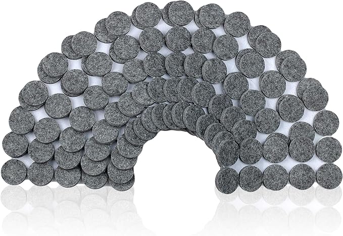 8627 Heavy Duty Self Adhesive Furniture Felt Pads 1-Inch Round Gray 160-Piece Value Pack in Resealable Bag