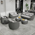 Erotr Patio Conversation Deck Furniture Set: 6-Piece Aluminum Woven Rope Outdoor Sofa Set - Modern Cushioned Couch Set - No Assembly Metal Porch Seating for Deck Yard Garden Lanai Pool Hotel Resort