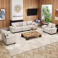 MIXPATIO Cloud Couch Sectional Sofa Set, Plush 24.4-Inch Deep 5-Seat Sectional with Velvety Chenille & Removable Arms for Living Room and Apartment, Beige