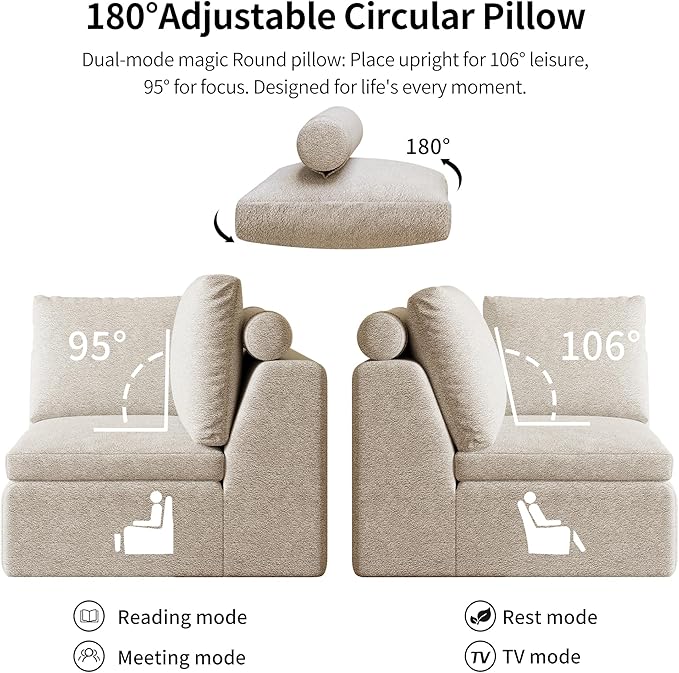 OTSLTSOO Cloud Couch Loveseat, 79" Boneless Deep Seat Sofa with 2 Ottomans, 2-Seater Modular Ergonomic Couch for Living Room, Memory Foam Comfy Sofa No Assembly Required (Beige,2 Ottomans)