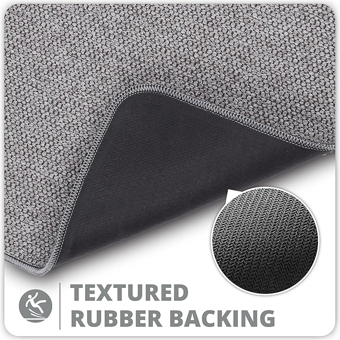 Bosap Bath Mat,Ultra Thin Bathroom Runner Rugs,Large Bath Mats for Bathroom,Quick Dry,Non-Slip,Machine Washable,Low Pile,Bath Rug,Shower Outside,Sink,Home Decor Accessories.Grey,1'9"x3'11"（21x47inch）