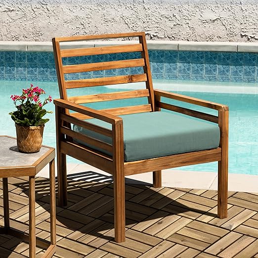 VICTORY RELAX Acacia Wood Decking Tiles 9PCS - Easy Snap Interlocking Deck Tiles for Patio Poolside Balcony Decor - All Weather Waterproof Flooring for Indoor & Outdoor (Round Joints)