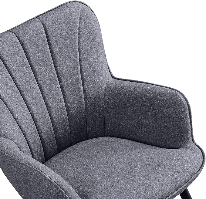 Yaheetech Accent Chair, Modern and Elegant Armchair, Linen Fabric Living Room Chair Vanity Chair with Metal Legs and High Back for Living Room Bedroom Office Waiting Room, Set of 2, Grey