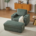 Eafurn 42.5" Oversized Accent Chair with Storage Ottoman Convertible Chaise Lounge, Corduroy Cloud Sofa Chair w/Cupholders, Modern Extra Wide Armchair