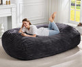 Hobestluk 6FT Bean Bag Chairs Adult Bean Bag with Portable Handle Comfy Large Bean Bag Lounge Chair with Removable Cover for Living Room Bedroom (Stripe Dark Grey, 6FT)