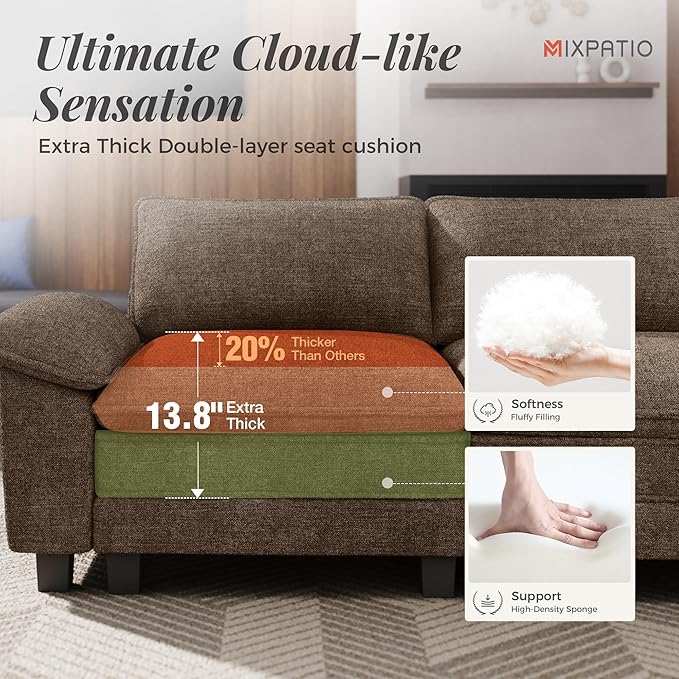 MIXPATIO 53.5" Modular Sectional Single Sofa, Soft Plush Chenille Armchair with Comfortable Deep Seat & Removable Arms for Living Room，Taupe