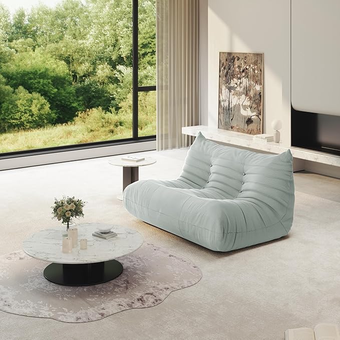 Bean Bag Chair for Adults, Fireside Chair Lazy Floor Sofa, Modern Corduroy Fabric Caterpillar Sofa Couch, Armless Foam Lounger Tatami Recliner Bean Bag Couch for Living Room Bedroom Dorm Office