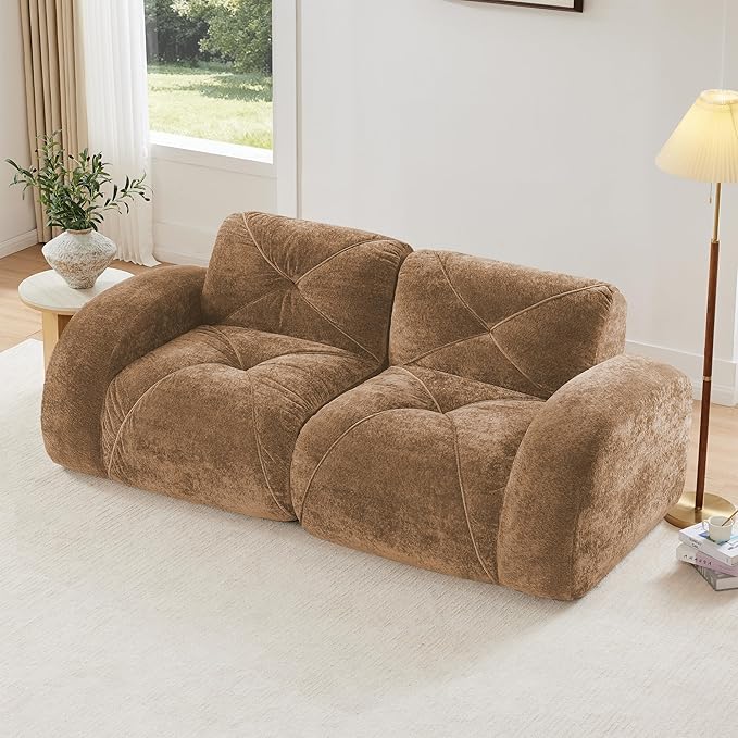Modular Sectional Sofa with Free Combination,Boneless Floor Couch for Small Spaces, Living Room & Lounge,Velvet 2-Seater Sectional Couch with Comfortable Deep Seat,No Assembly Needed