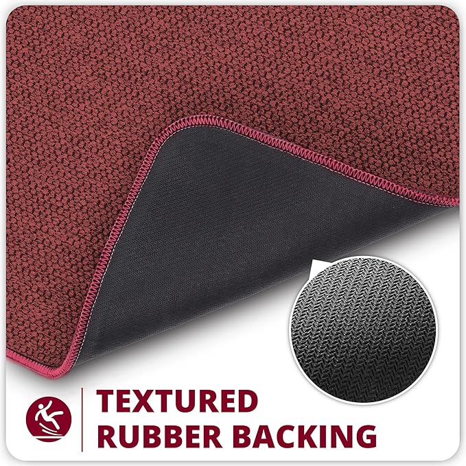Bosap Christmas Bath Mat,Ultra Thin Bathroom Runner Rugs,Large Bath Mats for Bathroom,Quick Dry,Non-Slip,Machine Washable,Low Pile,Bath Rug,Shower Outside,Sink,Home Decor Accessories.Red,（17x35inch）