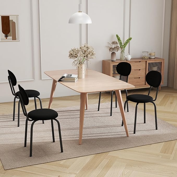 Stackable Dining Chairs Set of 4, Stackable Waiting Room Chairs, Stacking Kitchen Chairs with Upholstered Back and Seat with Dense Foam Cushions, Steel Frame with 400 Lb. Capacity, Black