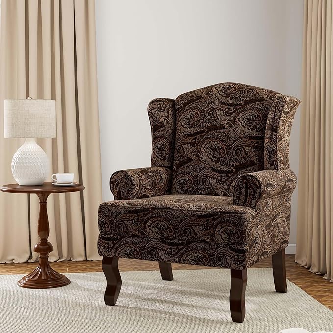 DREAMSIDEA Accent Chair, High Back Upholstered Armchair with High Resilience Sponge & Wood Legs, Mid-Century Modern Comfy Single Sofa Reading Chairs for Living Room, Bedroom (Cranberry, Set of 1)
