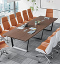 ahliss Sturdy Conference Table with Cable Management Grommets Modern Rectangle Office Meeting Table with Wood Tabletop and Metal Frame & Legs- Easy Assembly Boardroom Table (Mahogany, 12 Foot)