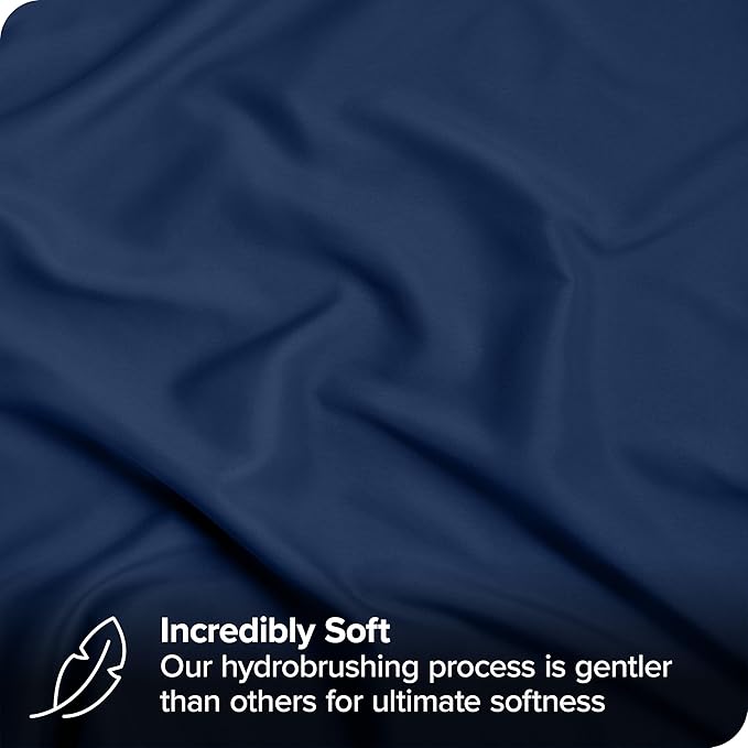 Bare Home Bed-in-A-Bag 7 Piece Comforter & Sheet Set - King - Goose Down Alternative - Ultra-Soft 1800 Premium - Bed Set (King, Dark Blue/Dark Blue)
