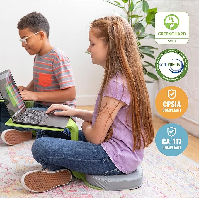 ECR4Kids The Surf Portable Lap Desk with Cushion, Flexible Seating, Green