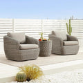 CHITA 3 Pieces Patio Wicker Furniture Set, Outdoor Rattan Bistro Set with Removable Thickened Cushions, Fully Assembled(Gray Cushions with Brownish Gray Wicker)