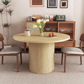 weselon Round Dining Table for 4, Modern Farmhouse Kitchen Table, 47 Inch Small Circle Dining Tables with Wood Strip Base for Kitchen Living Room (Natural)