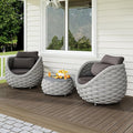 Erotr 3 Pieces Aluminum Patio Furniture Sofa Sets: Hand Woven Rope Outdoor Conversation Set of 2 - Assembled Modern Cushions Couch Armchair Table Set - All Weather for Indoor Deck Porch Pool Hotel