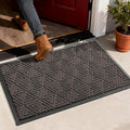 Yimobra Outdoor Mats for Front Door 29.5x17, Stops Mud & Dirt at Entrance, Fits Garage & Patio, All-Weather Waterproof Non Slip Outdoor Indoor Welcome Mat, Brown