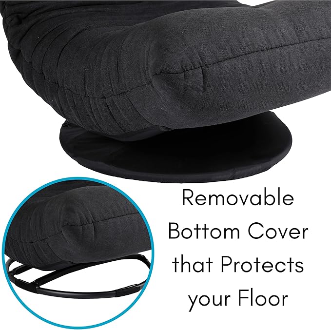 BIRDROCK HOME Swivel Floor Chair - 360 Adjustable Memory Foam Lounge Seat - Gaming - Comfortable Back Support - Cushion Dorm Rocker - Comfy for Reading Game Meditating - Fully Assembled (Charcoal)