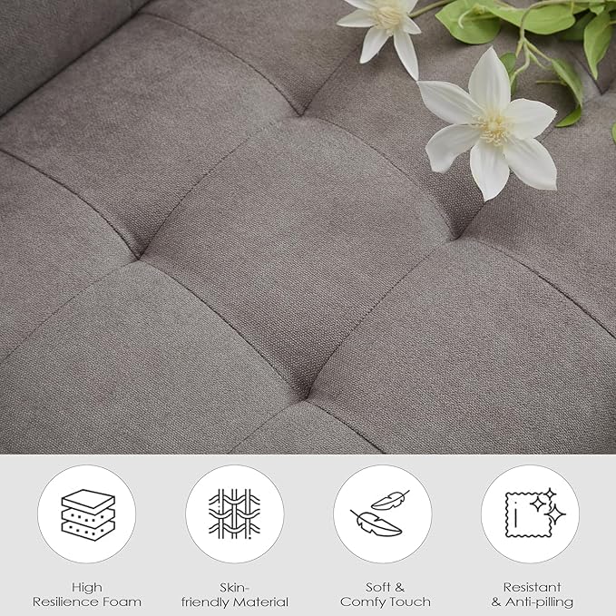 TYBOATLE Accent Chair Sets of 2 Living Room Chairs Cozy Tufted Mid Century Modern Chairs with Arms for Bedroom Comfy Reading Arm Chair Small Chairs for Small Spaces Living Room Office (2, Light Grey)