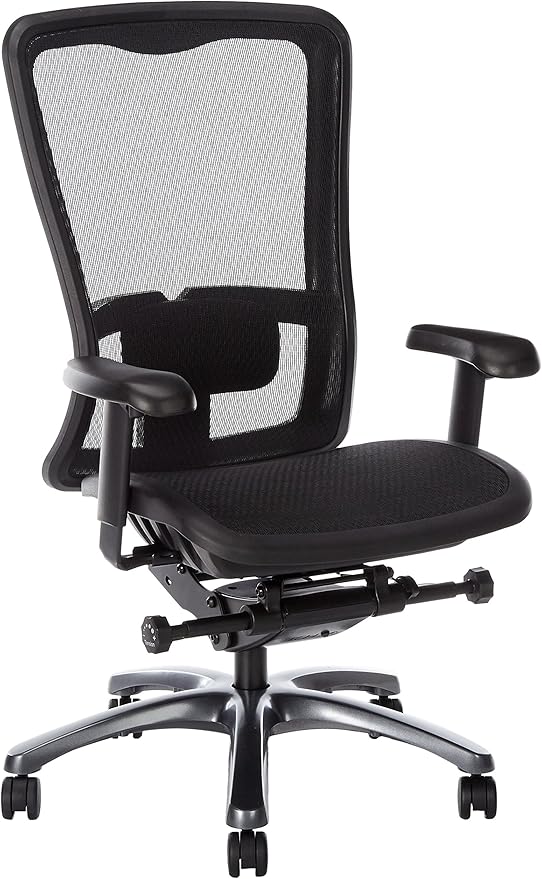 Office Star ProGrid High Back Breathable Back and Seat Manager's Office Chair with Adjustable Lumbar Support, Black