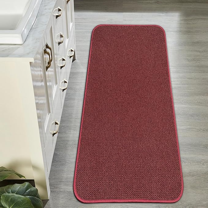 Bosap Christmas Bath Mat,Ultra Thin Bathroom Runner Rugs,Large Bath Mats for Bathroom,Quick Dry,Non-Slip,Machine Washable,Low Pile,Bath Rug,Shower Outside,Sink,Home Decor Accessories.Red,（17x35inch）