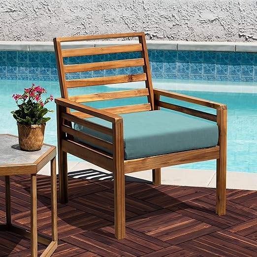 VICTORY RELAX Acacia Wood Decking Tiles 27PCS - Easy Snap Interlocking Deck Tiles for Patio Poolside Balcony Decor - All Weather Waterproof Flooring for Indoor & Outdoor (Round Joints)
