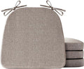 Chair Cushions for Dining Chairs Set of 4, Non Slip Kitchen Chair Pads, 17" x 16" x 2", Indoor Dining Chair Cushions with Ties, D-Shaped Seat Cushions for Kitchen Chairs, Light Brown