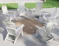 Plawdlik Folding Adirondack Chair Set of 6 with Cup Holder,Wooden Textured,Heavy All-Weather HDPE Comfortable Set Poolside Backyard Lawn,White