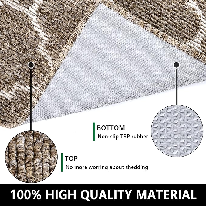 REFETONE Indoor Door mat, Front Door Mats 32"x40" Absorbent Rubber Backing Non Slip Back Doormats, Machine Washable Low Profile Entrance Rug, Resist Dirt Inside Floor Mat Door Rugs for Entryway, Camel