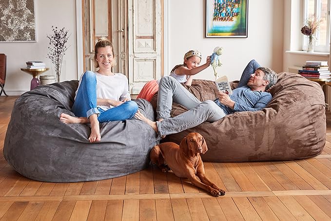 Lumaland Luxurious 3ft Medium Bean Bag Chair with Microsuede Cover - Ultra Soft, Foam Filling, Washable Bean Bag Sofa for Adults, Teenagers, Kids, Pets - Sack Chair for Living Room, Bedroom - Red