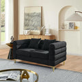 mikibama Modern Teddy Loveseat Sofa, 60 Inch Sectional Sofa Couch, Luxury 2 Seater Deep Couch with 2 Pillows and Gold Metal Legs for Living Room, Bedroom, Apartment (Black)