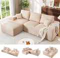 WESTSETLUX 108” Cloud Sectional Sofa Couch with High-Seat, Corduroy Modular Sofa with Oversized Chaise, High-Back Modern L-Shaped Couches for Living Room, No Assembly Required (Oatmeal)