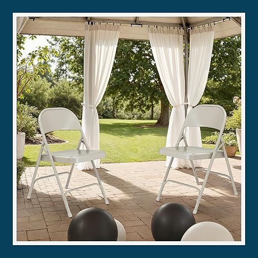 OEF Furnishings OEF50 Series All-Steel Heavy-Duty Folding Chairs with 500 lb Weight Capacity (4-Pack, Gray)