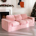 MAXYOYO 3-Seater Boneless Sofa Couch in a Box, Modern Faux Fur Sofa for Living Room, Soft High-Density Foam Couch with Pillows, Fluffy & Supportive Chair Lounge, No Assembly Required, Pink