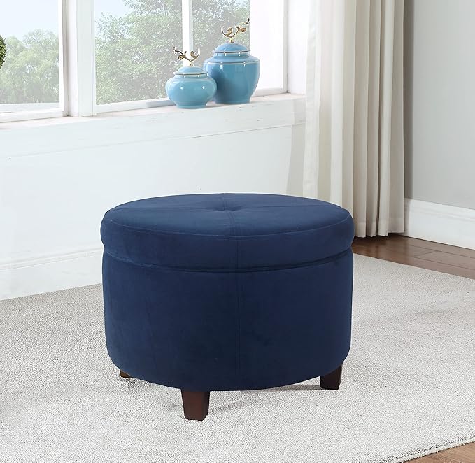 HomePop Large Velvet Storage Ottoman - Navy