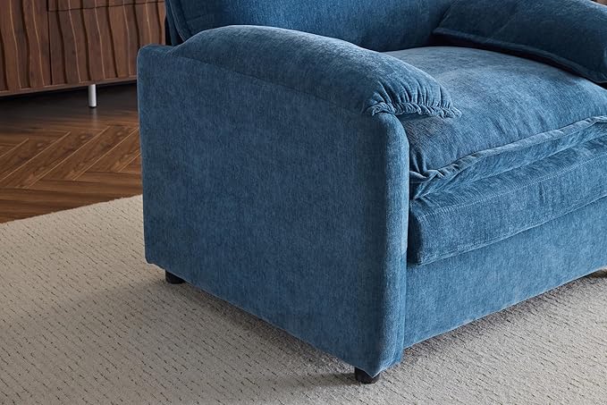 CHARMMA 38" Oversized Lounge Chair - Plush Reading Armchair with Thick Comfort Cushions, High Back Support & Wide Seat, Perfect Accent Chair for Living Room, Bedroom, Office, Dorm, Blue, 65lbs
