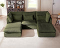 Oversized Modular Sofa, Extra Deep Cloud Corduroy Sectional Couch with Ottoman Chaise, Fluffy Corduroy 5 Seater Sofa Bed for Living Room, Villa (U Shape 5 Seater, Corduroy Green)