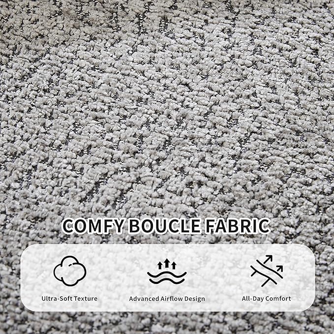 Opiesit 124" Oversized Boneless Couches for Living Room, Sectional Curved Sofa with 7 Pillows, L-Shape Boneless Couch with Deep Seat, High-Density Memory Foam, No Assembly Required, Chenille (Grey)
