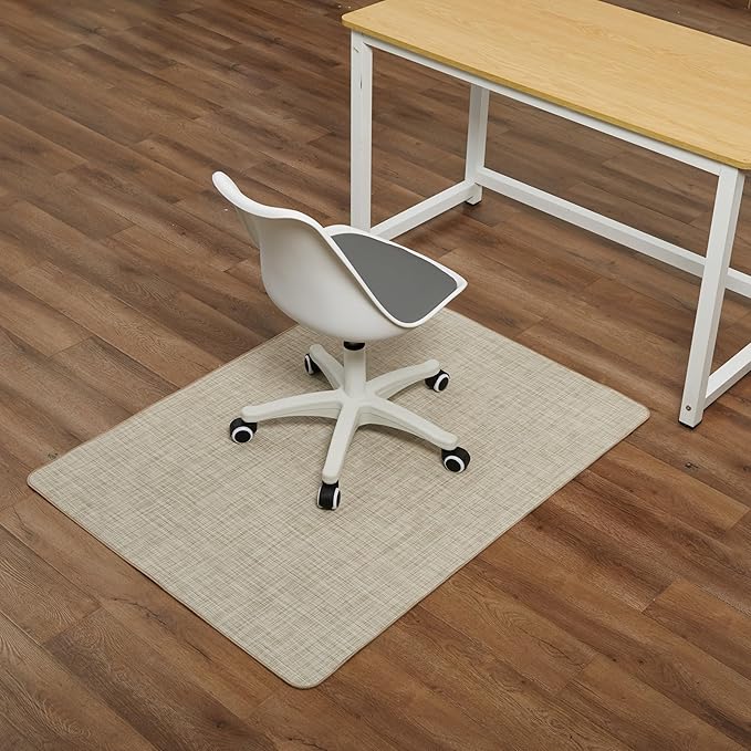 Chair Mat for Hardwood Floor, 36" x 48" Heavy Duty Office Chair Mat for Rolling Chairs, Anti Slip, Non-Curve, Floor Protector for Home Office, Beige
