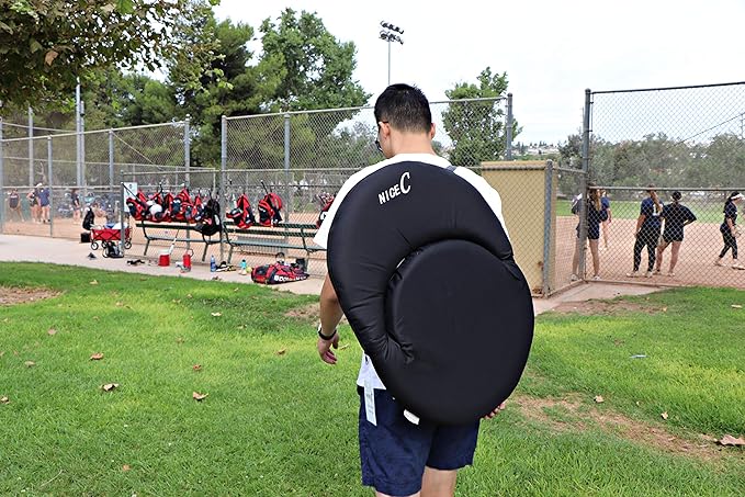 Nice C Stadium Seats, Floor Chairs, Bleacher Chairs, 10-Posisition Reclining Waterproof Cushion, Ultralight, Foldable, Extra Thick Padding, with Shoulder Strap & Net Pocket (Set of 2 Black)