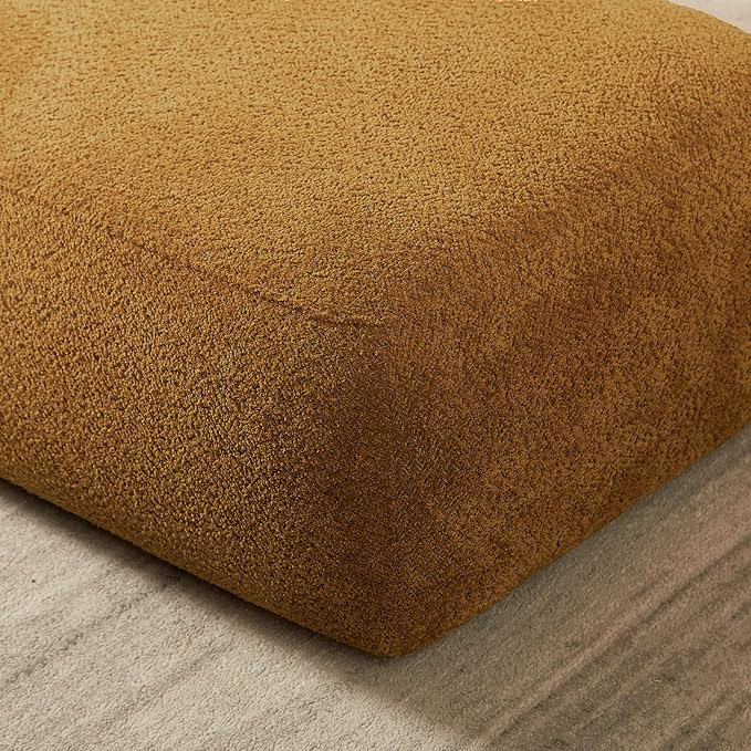 ZEKOKO Boucle Chaise Lounge Chair Indoor Comfy Fluffy Lounge Sofa Upholstered Chaise Lounge Modern Lounge Chair Indoor for Living Room Bedroom Office(Right Hand, Orange)