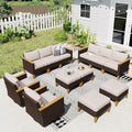 Sophia & William Patio Furniture Set with Swivel Chairs, 12 Piece Outdoor Sectional Furniture Wicker Modular Sofa Couch, Conversation Set for Deck Backyard Lawn, Beige