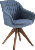 Art Leon Dining Chair, Mid Century Modern Fabric Upholstered Swivel Dining Room Chair with Wood Legs, Leisure Side Chair with Arms for Living Room, Sky Blue