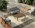 Patio Kingdom Patio Furniture Set with Washable Thick Grey Cushions, Coffee Table & Side Table, HDPE Outdoor Couch, All-Weather Outdoor Sectional Furniture, Patio Conversation Sets (Brown Frame)