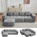 119" Boneless Couch, Cloud Sectional Couch with Deep Seat, High-Density Memory Foam and Chaise, Sectional L Shaped Sofa, Boneless Couches for Living Room, Tufted Sofa No Assembly Needed, Light Grey